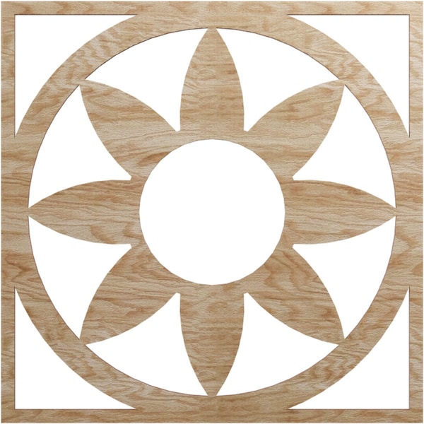 Ekena Millwork Blume Wood Fretwork Pierced Ceiling Medallion, Red Oak, 24"OD x 8 3/8"ID x 1/4"T CMWP24X24X0250BLRO - main